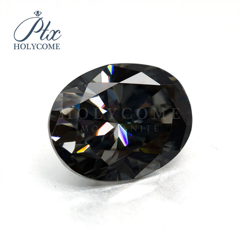 Top dark gray color VVS oval cut 5x7mm loose moissanite price per carat