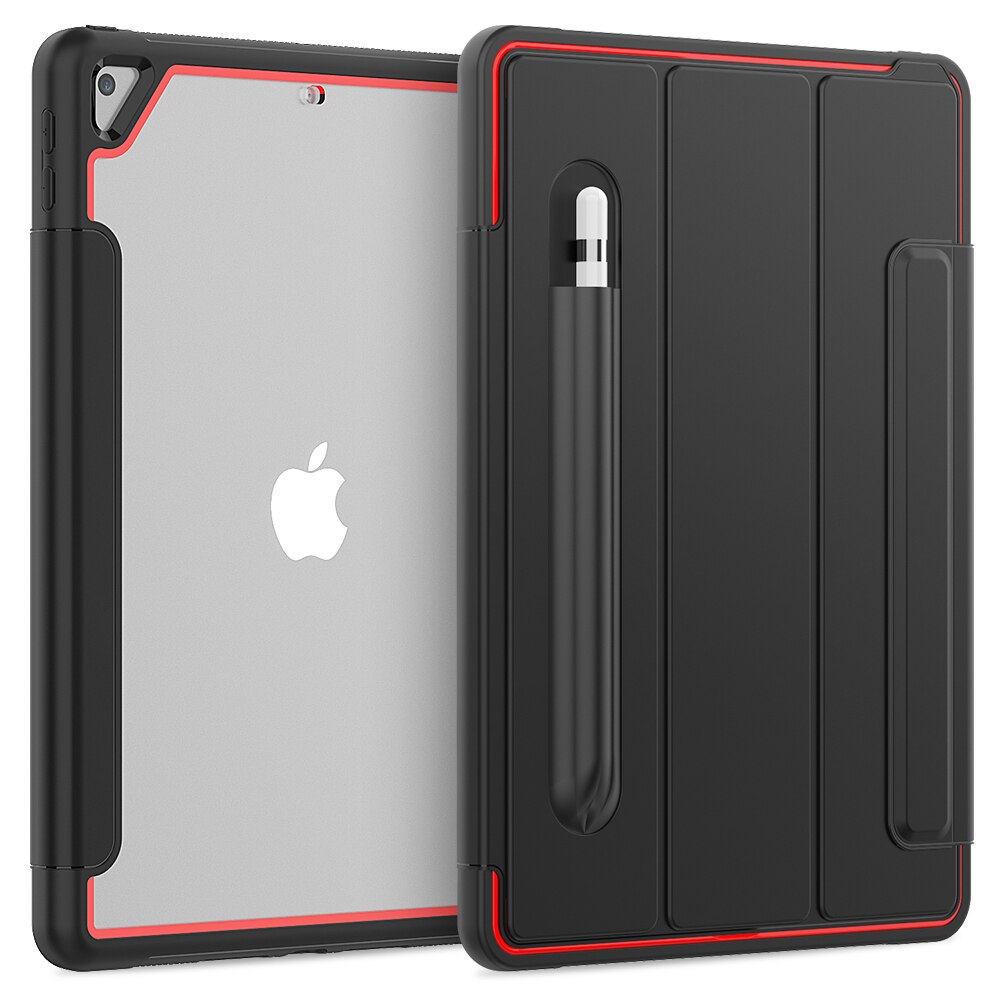 Danycase för ipad 10.2 fodral för ipad 7th generation fodral med pennhållare smart fall auto sömn / vakna för ipad 7 omslag: Röd