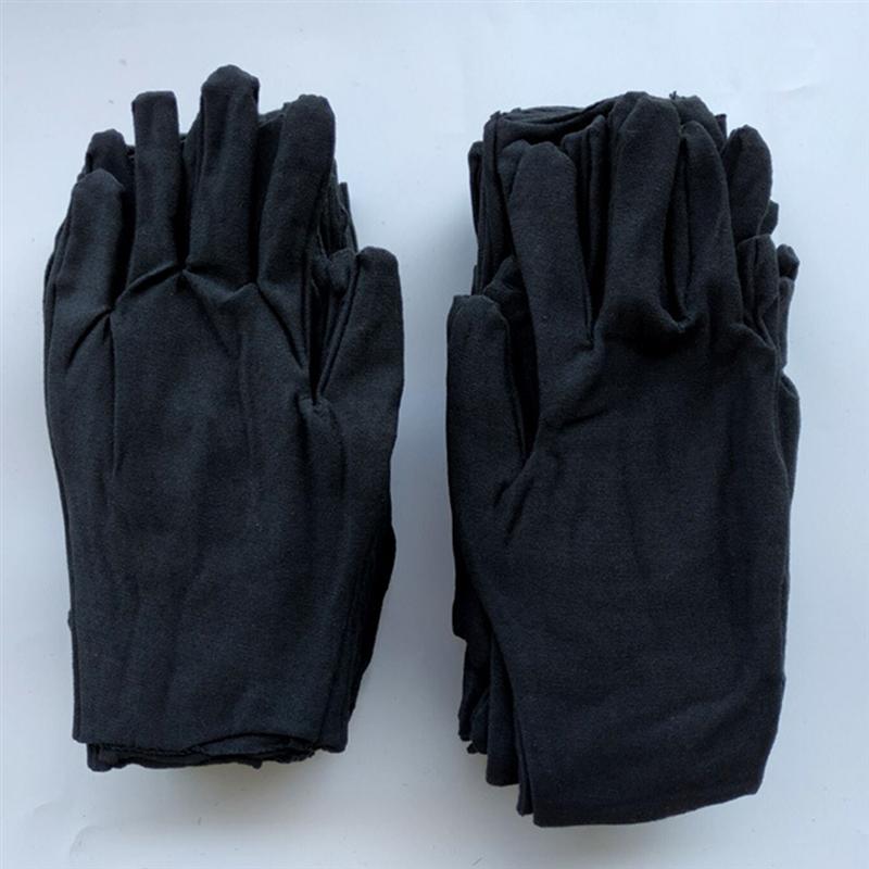Guantes de algodón negros para protección del trabajo, cómodos guantes de protección para mano, antiestáticos, 12 pares
