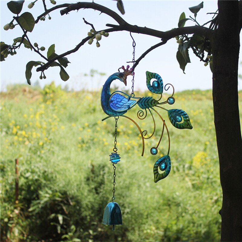 Colorful Peacocks Shape Pendant Bell Wind Chimes Indoor Balcony Indoor Outdoor Garden Decor Hanging Decoration