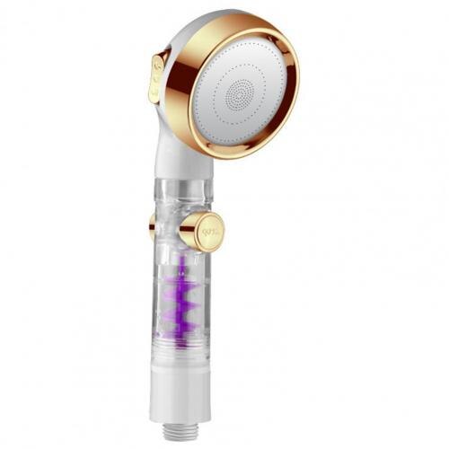 3 Mode Turbo Shower Head Adjustable Jetting Rainfall Pressurized Shower Head High Pressure Water Saving Showerhead for Bathroom: Golden White