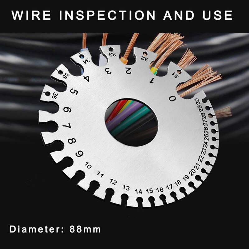 2 Pcs Stainless Steel Thickness Gauges, Wire Gauge Measurement Tool-Round Wire Cable Sheet Thickness Gauge
