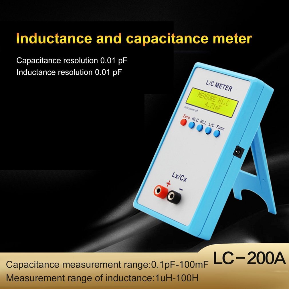 Digital LCD Capacitance LC Meter LC200A Inductive Inductance Tester Inductor Capacitor Table 1pF-100mF 1uH-100H with Adapter