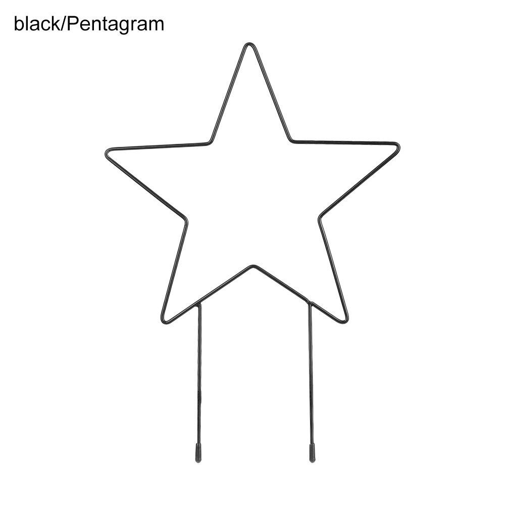 Udendørs jernstativ vinstativ blomst grøntsager kunst metal klatrestativ monteringsstang plantestøtte plante klatreholder: Sort-pentagram