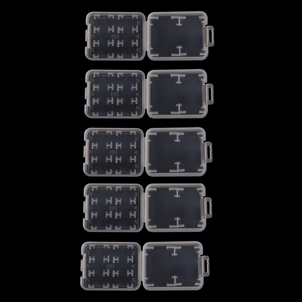 5PCS 8 in 1 Plastic Transparante Standaard SD SDHC Memory Card Case Houder Box Storage
