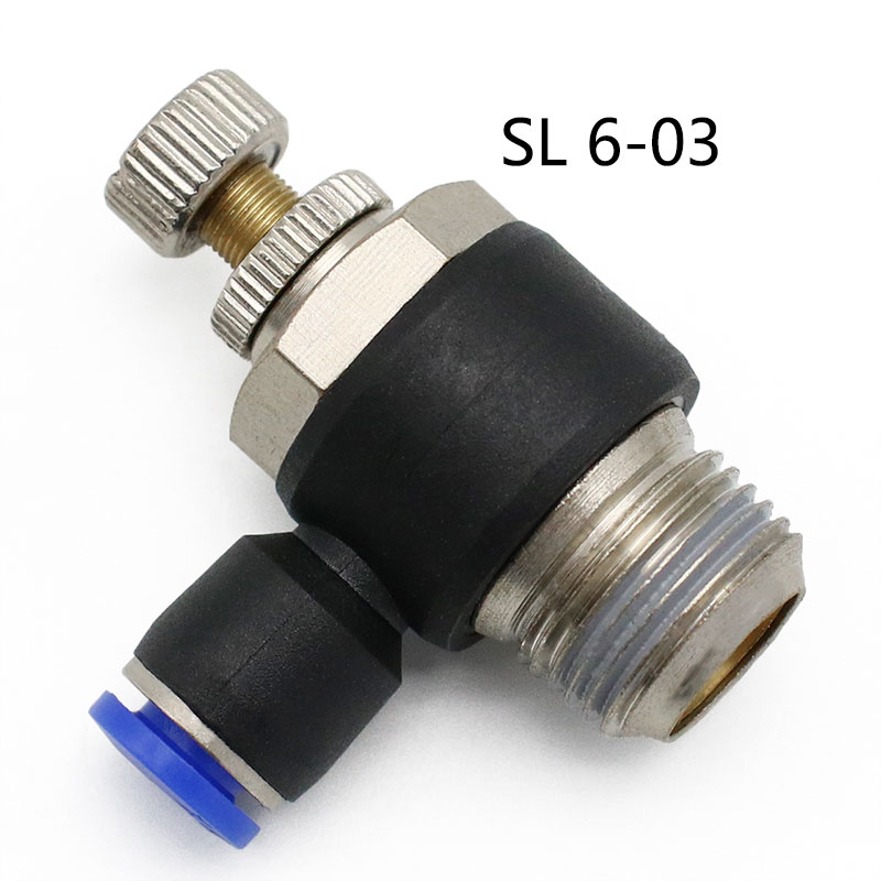 Pneumatischer Geschwindigkeitsdurchflussregler, 8 mm, 6 mm, 10 mm, 12 mm Außendurchmesser, Schlauchrohr, 1/4 Zoll BSP, 1/8 Zoll, 3/8 Zoll, 1/2 Zoll männliches Gas-Luftstrom-Endventil, Schnellmontage: WHITE