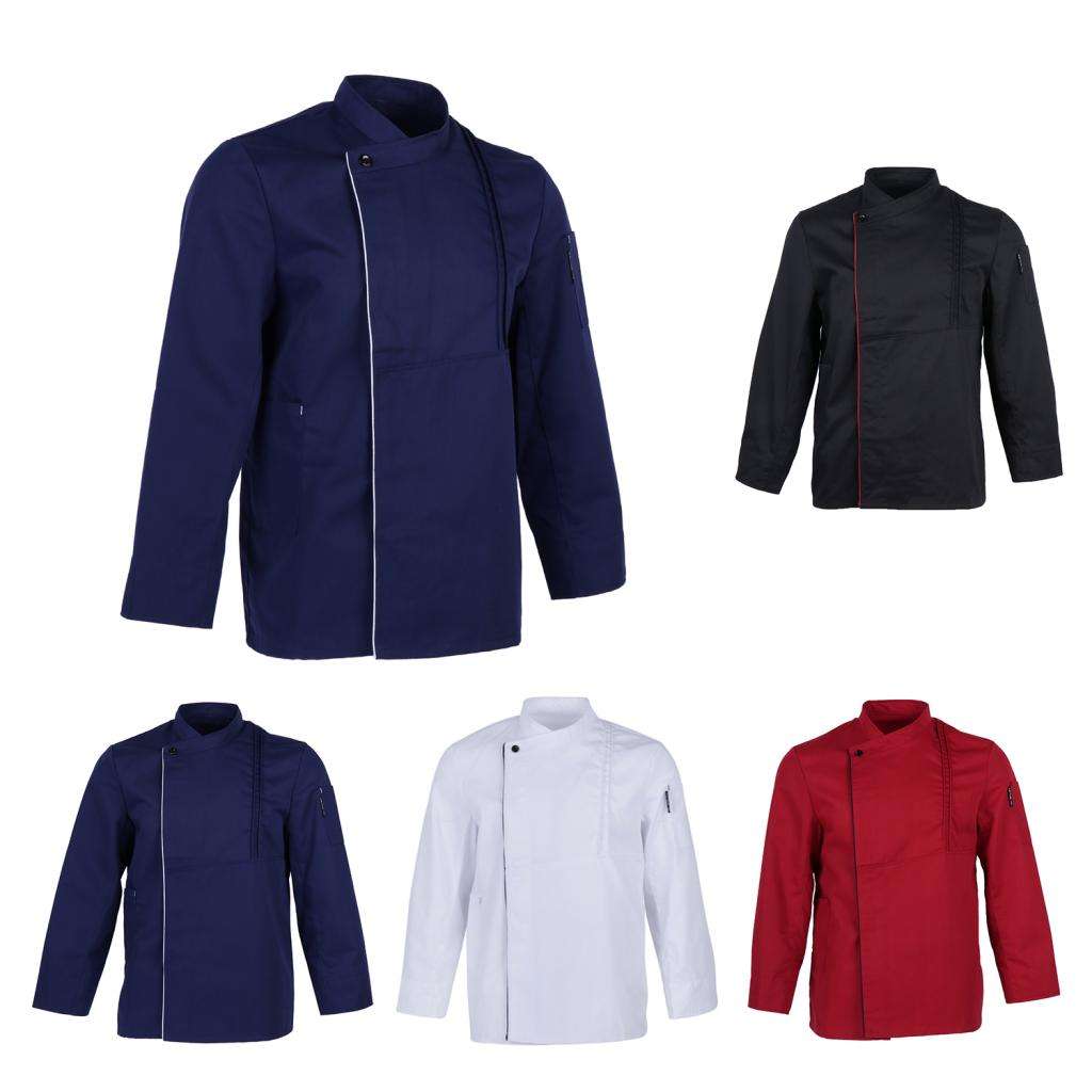 Unisex Chef Jacket Coat Kitchen Uniform Long Sleeve Classic Single-Breasted