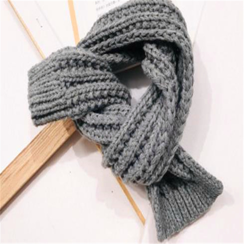 De kleine breien sjaal kinderen pure kleur sjaal jongen mode centra baby candy kleur sjaal in de winter van HC022: HC022-gray / 2-4 Years