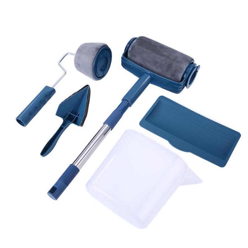 6/7 Uds pinceles de rodillo de pintura pinceles de rodillo de corredor Juego de cepillos de esquina DIY pincel de pintura uso doméstico herramientas decorativas de pared: 6pcs with seam