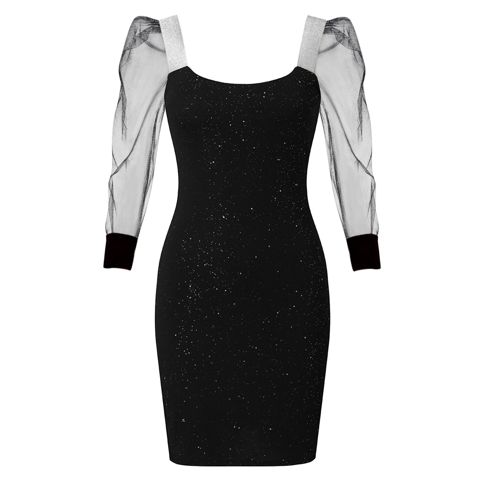 4# Women Backless Sheath Dress Sexy Glitter Shimmer Party Club Cocktail Dresses Package Hip Dress O-neck Hollow Out Mini Dress