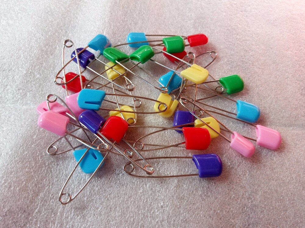 30Pcs Baby Luier Pins Kleurrijke Multipurpose Plastic Veiligheid Head Baby Veiligheidsspelden Ijzeren Pinnen Naalden