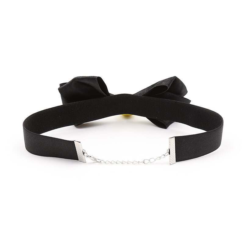 Bow Tie Neck Choker Adjustable Soft Ribbon Collar Necklace with Bell Bow Bell Sexy Bow Knot Small Bell Collar Choker Role Play