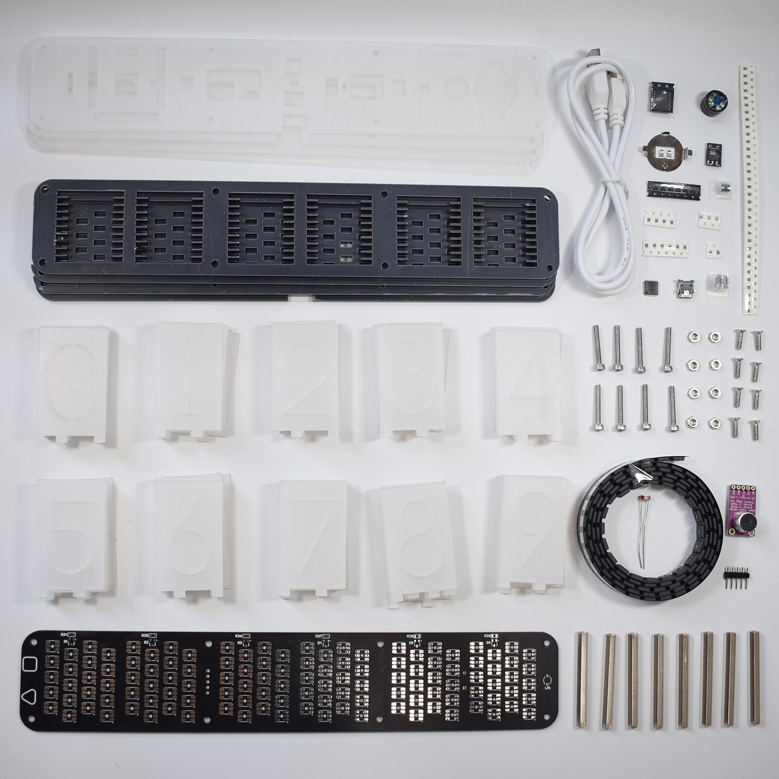 Diy fuldfarve rgb gløderør ur  ds3231 elektronisk desktop ur kit boligindretning med led musik spektrum funktion: Skal loddes