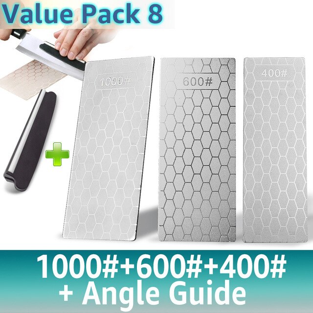 Diamant messenslijpsteen 400# 1000# 600#  messenslijpers ultradunne honingraatoppervlak wetsteen slijpsteen frees gereedschapsset: Vp8 met hoekgeleider