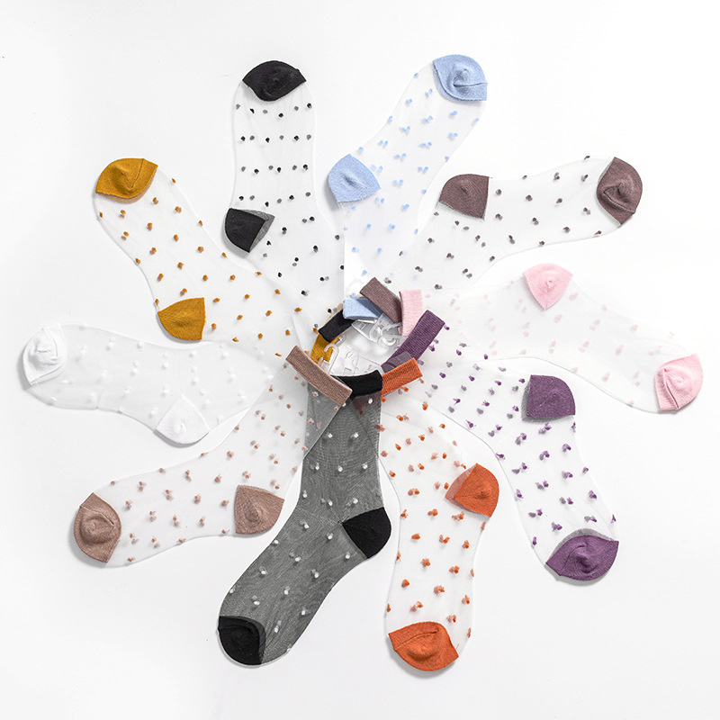 sexy Spitze Gittergewebe Fischnetz Socken Gemischte Faser transparent Punkt strecken Elastizität Knöchel Netz Garn Dünne Frauen Coole Socken 1 paar = 2 stücke