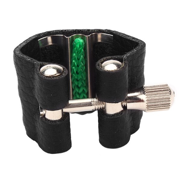 Fixador de bocal de saxofone de couro preto: Tenor