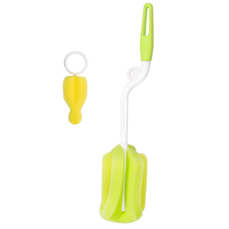 2Pcs/Lot 360 Degrees Rotating Sponge Feeding Cup Straw Cleaner Care Baby Sterilizati Baby Bottle Brush Set Cleaning Brush Tool: Green