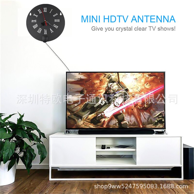 Qiyuntong Europäischen Amerikanische Uhr aufbringen Rund TV Antenne HDTV Antenne drinnen Digital TV Antenne HDTV Antenne