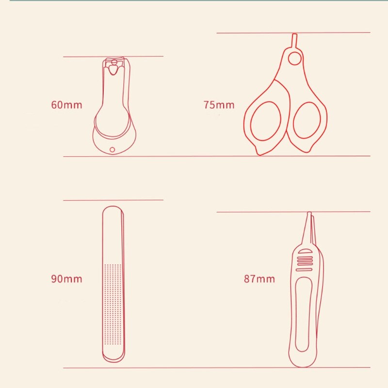 Professionelle 4-in-1 Sichere Baby Nagel Pflege Set mit Cartoon Fall Baby Nagel Knipser Schere Nagel Datei und Pinzette