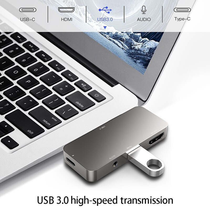4 In 1 Usb Hub Type-C Docking Station Hd 4K Hdmi Usb + Pd Opladen Hub