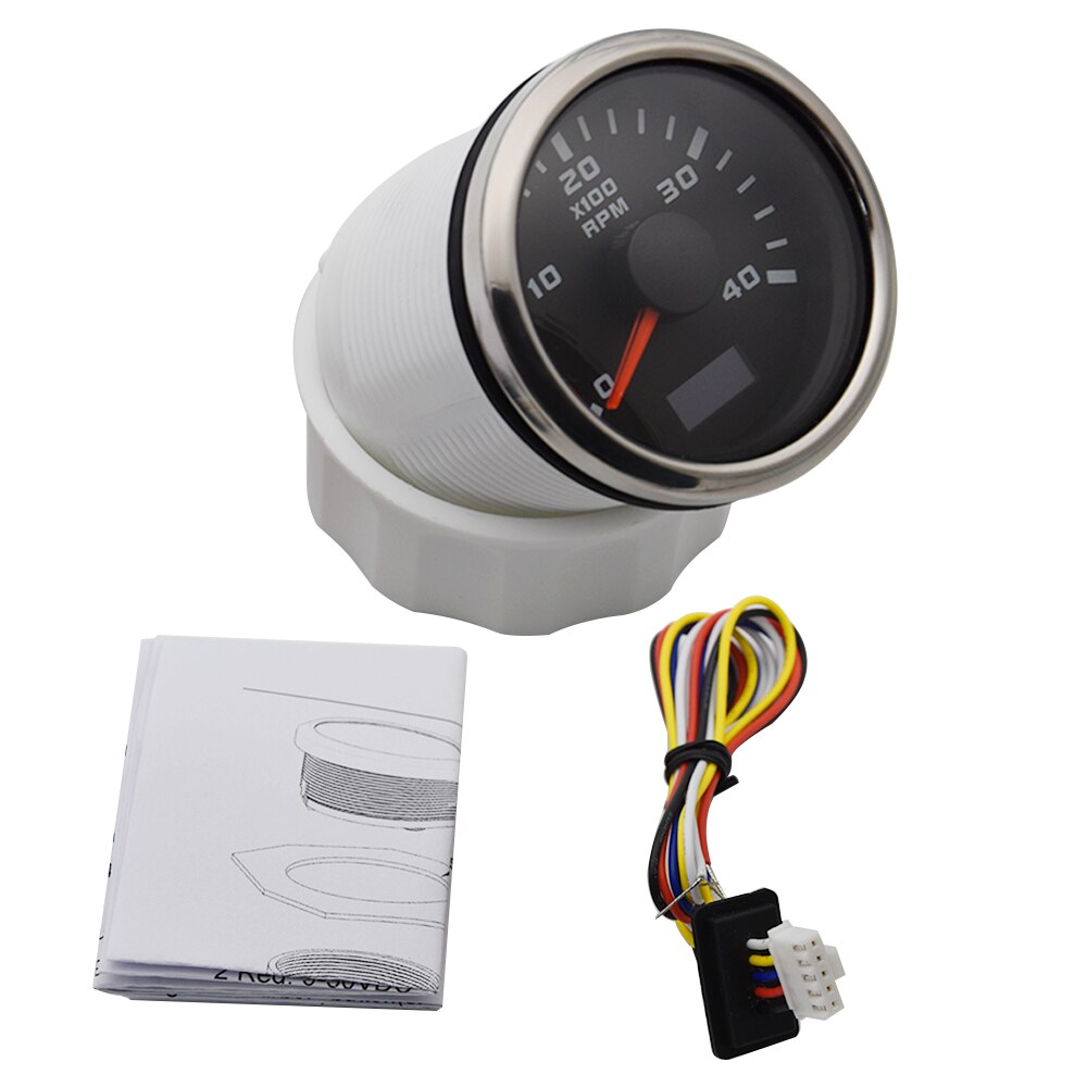 52mm Digital RPM Gauge Car Boat Tachometer Gauge Engine Hour Meter 0-4000RPM Marine Car Tacho Meter with LCD Red Backlight