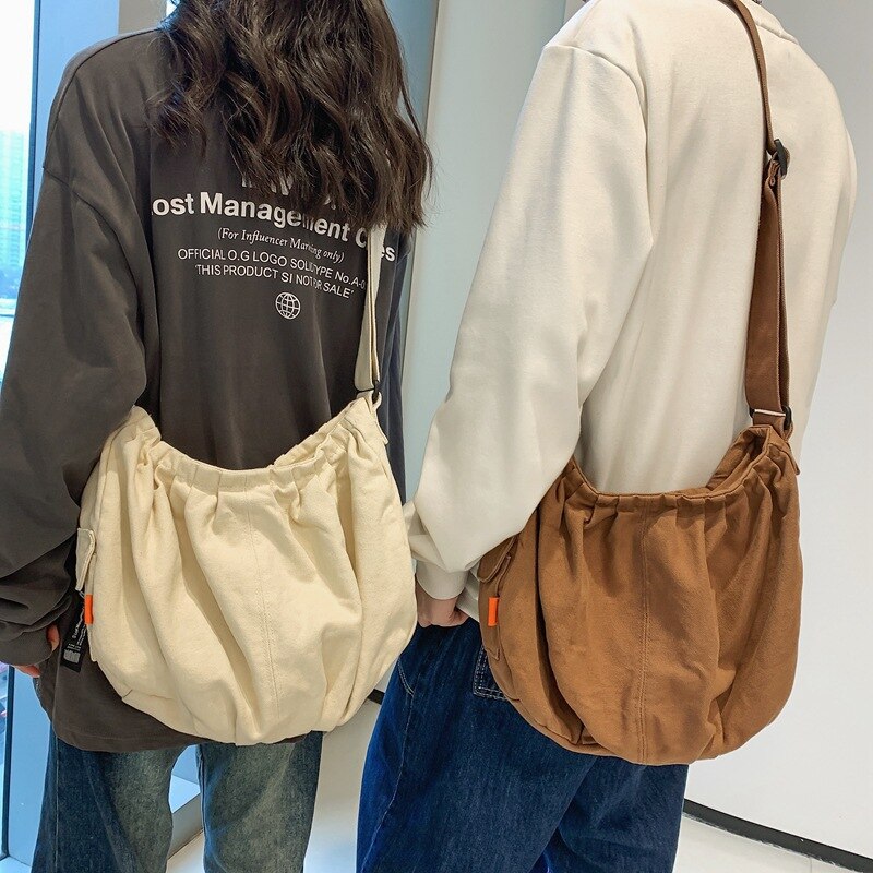 100% Katoen Tiener High Street Canvas Hobo Schoudertas Student Casual Zachte Doek Big Size School Boek Laptop Messenger Bag