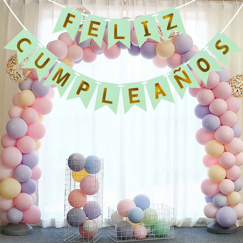 1 sett spansk gratulerer med dagen Bunting banner brev feliz cumpleaños papir krans bursdagsfest hengende flagg dekorasjon forsyning