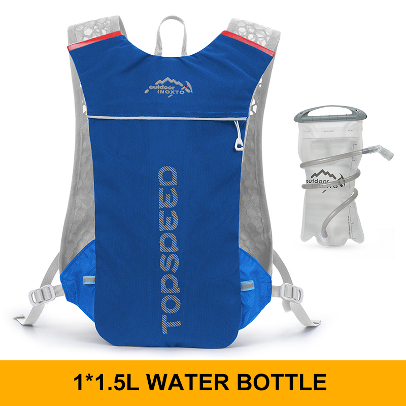 Trailrunning-Ultraleichter 5L Rucksack, Lauf-Hydrationsweste, Marathon-, Fahrrad 1,5L 2L Wasserbeutel: blaue farbe