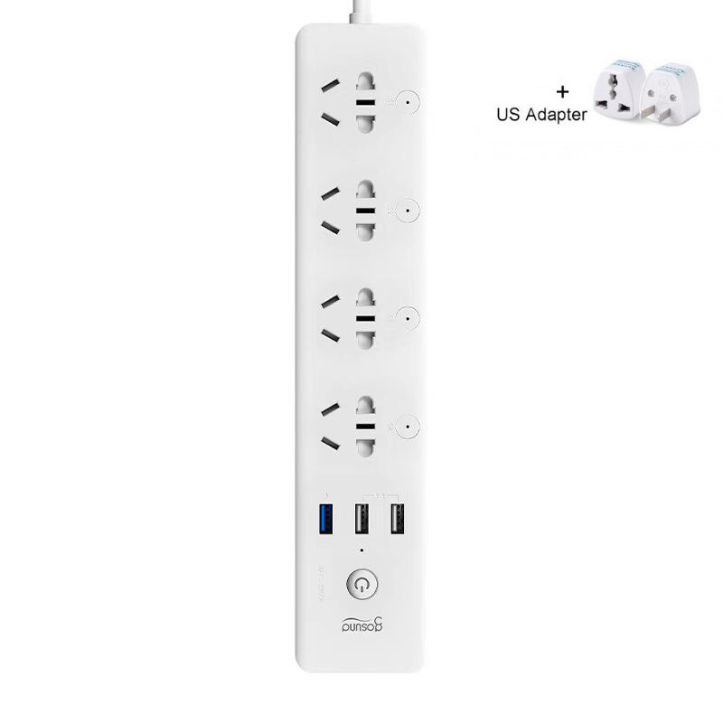 Gosund-regleta inteligente CP5 para Xiaomi Mijia, control de voz por WIFI, interruptor de sincronización con 4 salidas y cargador USB 3, 18W, 1,8 M, rápido: White add US