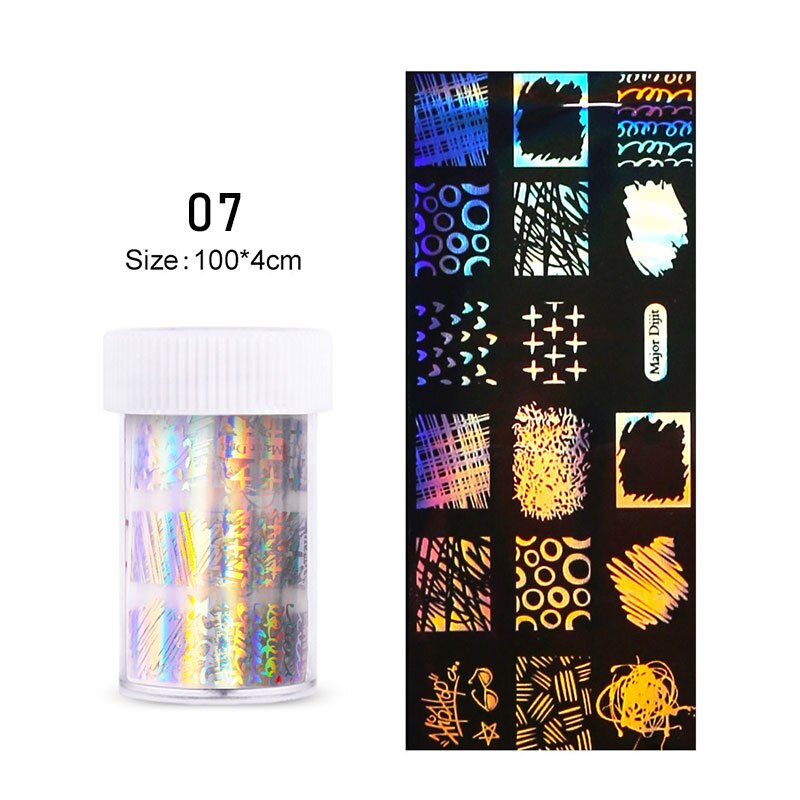 4*100Cm/rouleau holographique ongles Film flamme papillon Smiley Graffiti Nail Art transfert autocollant eau toboggan Nail Art décalque bricolage