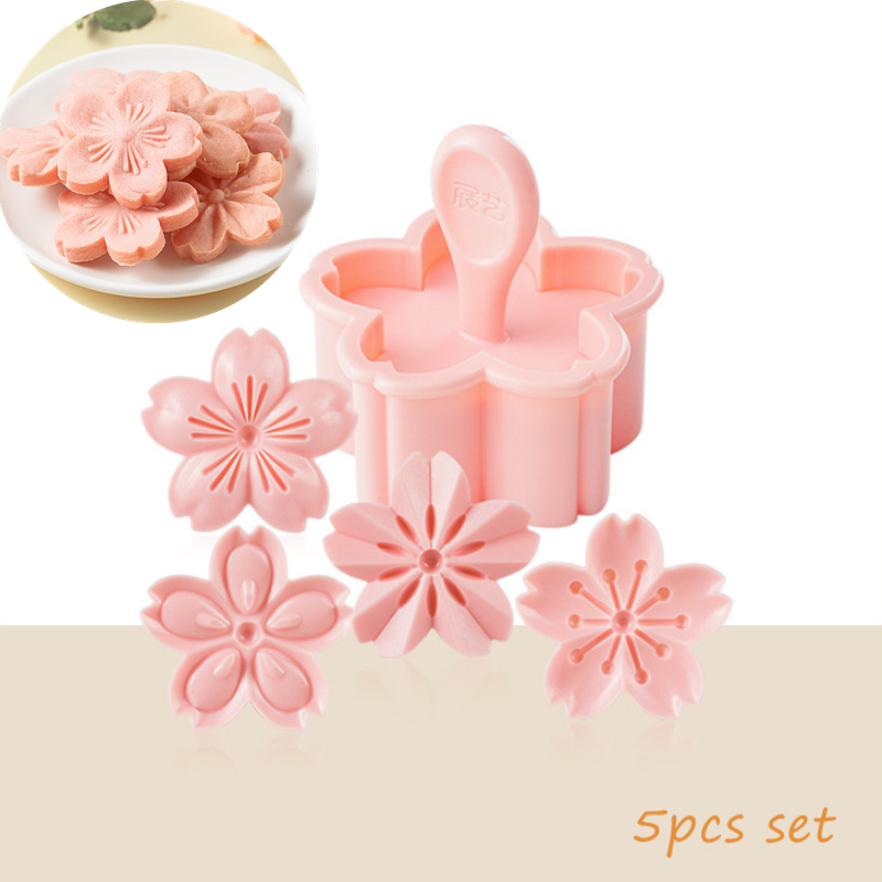 5 teile/satz Sakura Kekse bilden Kirschblüte Rosa Keks Fondant bilden Cranberry Kekse Blume bilden Presse Blume Backen Schneider