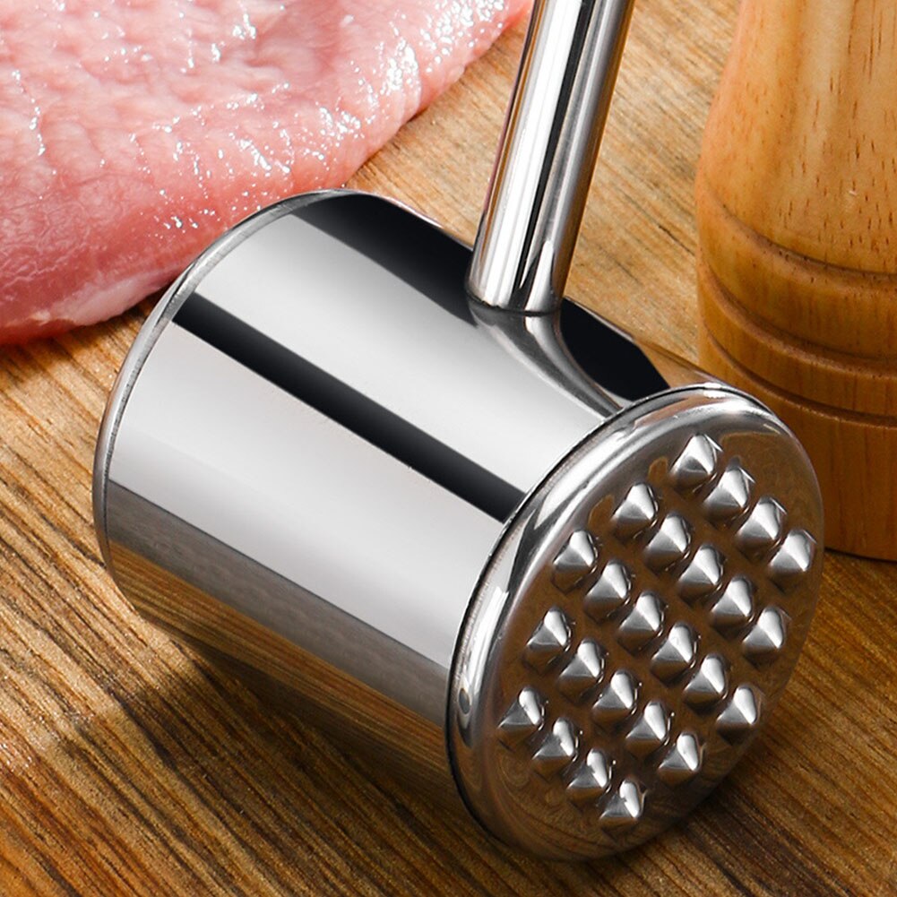 Mazo para carne libras de plata de acero inoxidable cocina ablandador de barbacoa lavavajillas carne Hangable a prueba de herrumbre de doble lado