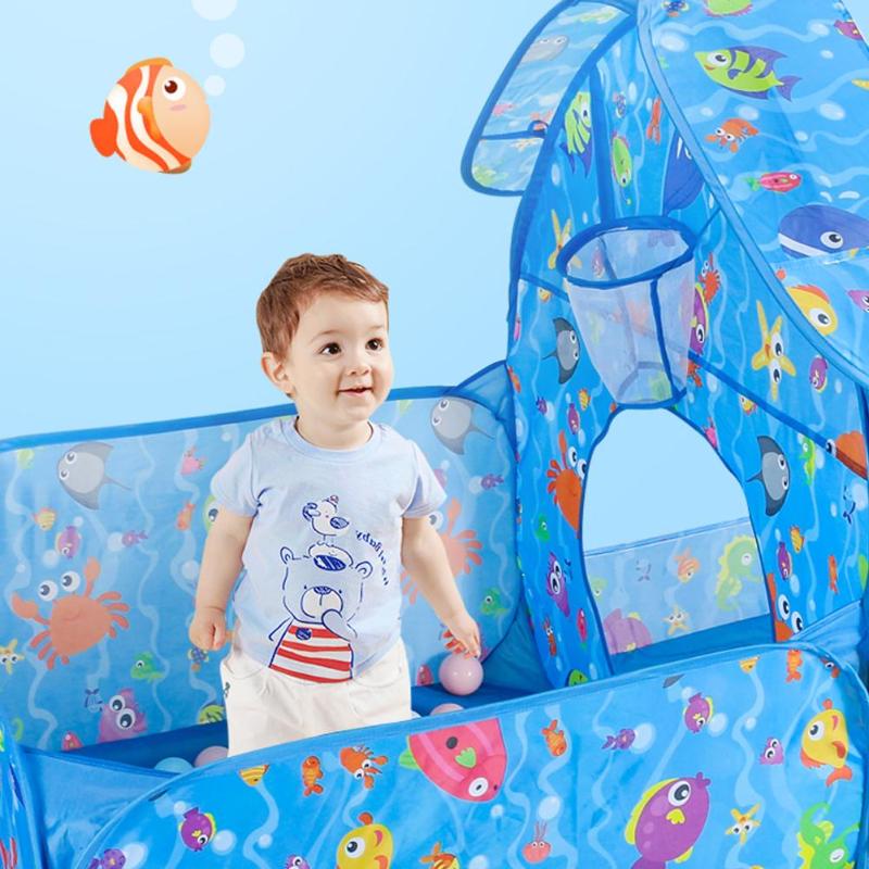3 pièces/ensemble enfants tente maison jouer jouets pliable enfants ramper Tunnel Portable tir océan piscine fosse jouet bleu dessin animé jouer tente