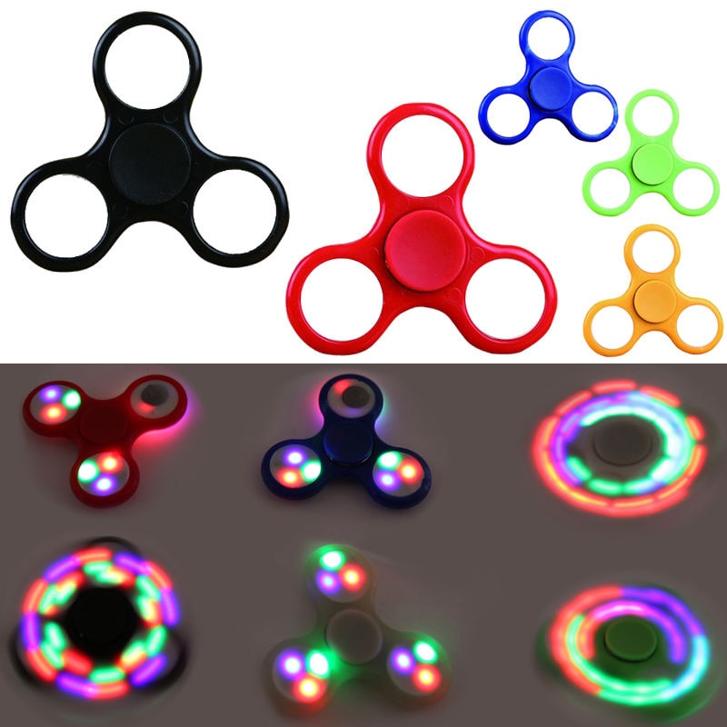 nueva luz LED Fidget Spinner dedo plástico EDC, mano Spinner para el autismo y ADHD alivio enfoque ansiedad rueda de tensión Juguetes