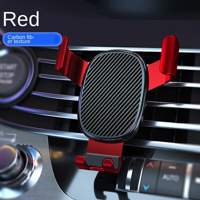 Vehicle mobile phone holder navigation bracket for automobile car air outlet support gravity universal bracket: Red
