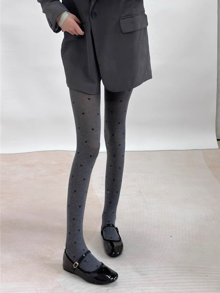 Damen-strumpfhose mit Polka-Punkte, lolita-herzmuster, weinrot, jk Süss lang socken, samt, elastisch, bequem: Blau