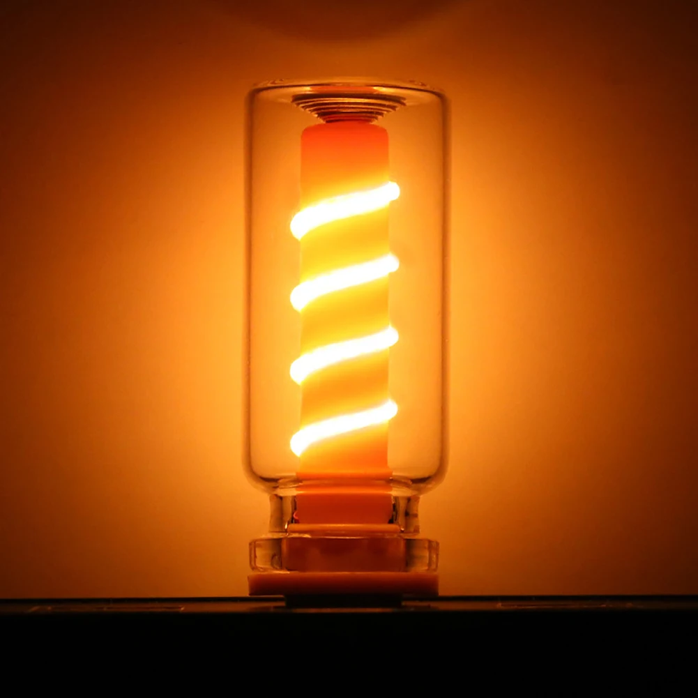 Bombilla LED USB con filamento en espiral para coche, bombillas LED Retro de 5V con atenuación táctil, luz nocturna de 1W, iluminación LED decorativa incandescente para acampar: YELLOW