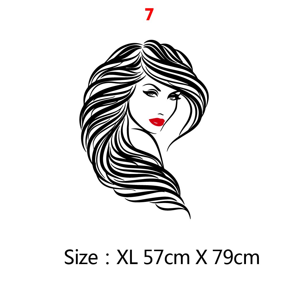 Skønhedssalon vægklistermærke smuk dame frisør til dame & #39 ;s røde læber vinyl makeup klistermærke hår frisør frisør mærkat: 7