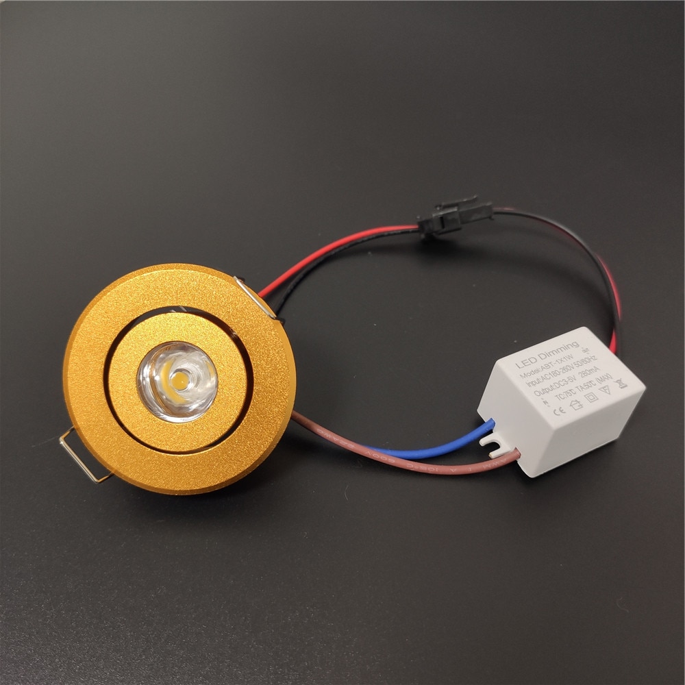 Led mini nedljus 3w 1w dimbara spotlights infällda lampor  ac85-265v taklampor aluminium 52mm