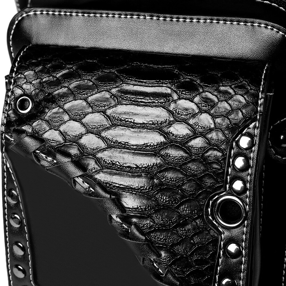 Men's Rock Leg Bags Steampunk Gothic Pack Male Retro Black Leather Rivet Waistbag for Female Crossbody Messenger Phone Case