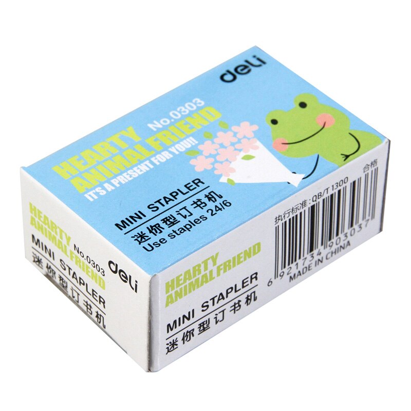 1 st minihäftapparat 24/6 plastpapper kawaii häftapparat papper kontorstillbehör mini tecknad pärm stationär