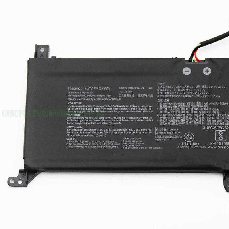 CP Original Battery C21N1818 7.7V/37Wh For VivoBook 14 X412 X412DA X412F X412FA X412FJ V4000 V4000F V4000D C21N1818-1 B21N1818-2