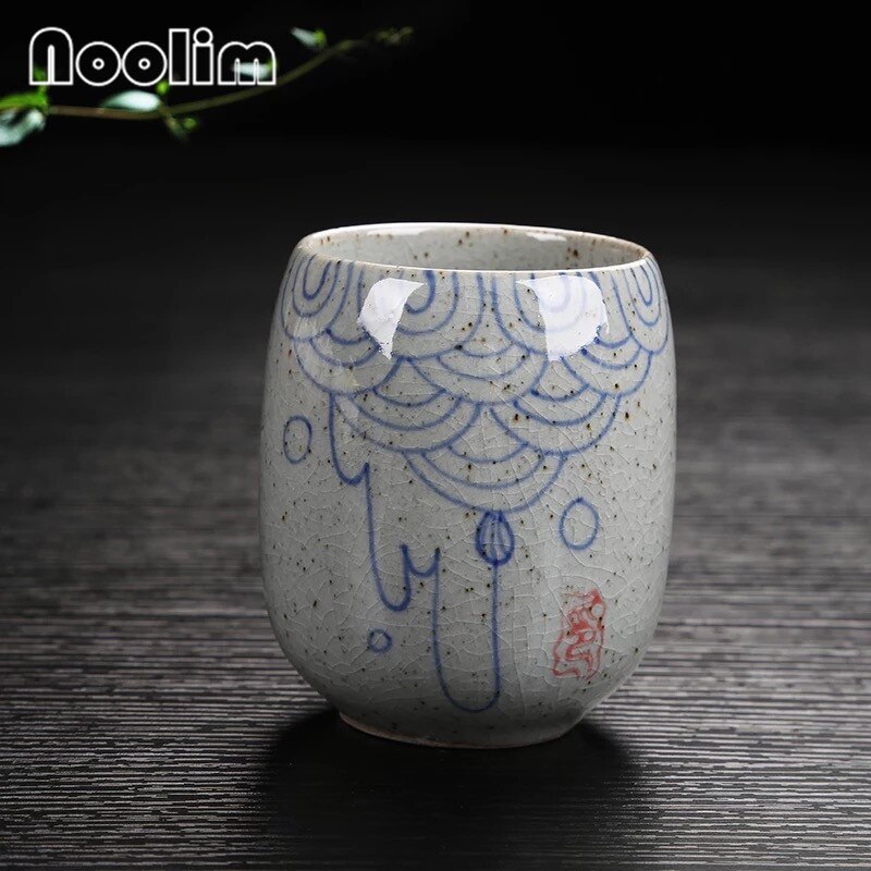 Théière en céramique peinte à la main, grande théière rétro résistante à la chaleur, pour salon de thé, hôtel, ménage, bouilloire en porcelaine, tasse à thé kung fu: Tasse à thé-f