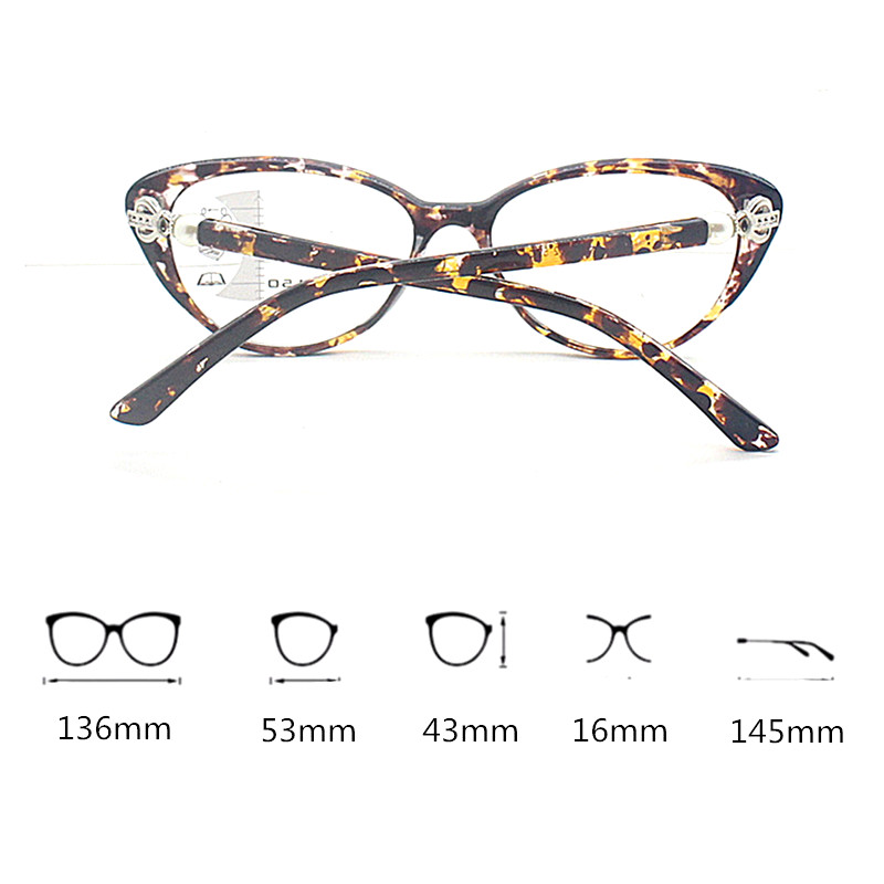 Cat Eye Reading Glasses Women Multifocal Progressive Presbyopic Glasses Anti Blue Light Leopard Vintage +1.5 +2.0
