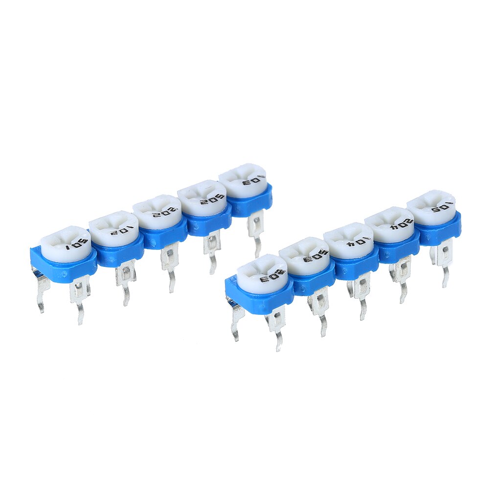 100 st 10 värden 500 ~ 1m ohm variabelt motstånd 6mm potentiometer  rm065 förinställda kolfilm horisontell trimmerpotentiometer