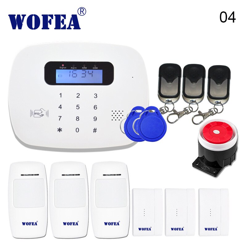 WOFEA LCD PIR Sensor GSM automático dial casa Oficina ladrón intruso GSM sistema de alarma compatible con Android y aplicación IOS Control: Set04 / Español