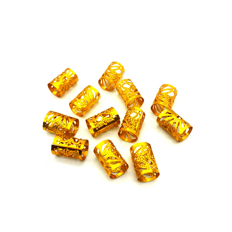 Anillos de oro y plata para trenzas, joyería para trenzas, cuentas de tubo de Rastas, puños trenzados ajustables, estilo de cabello hueco, 90 piezas, 30 piezas: Caqui oscuro