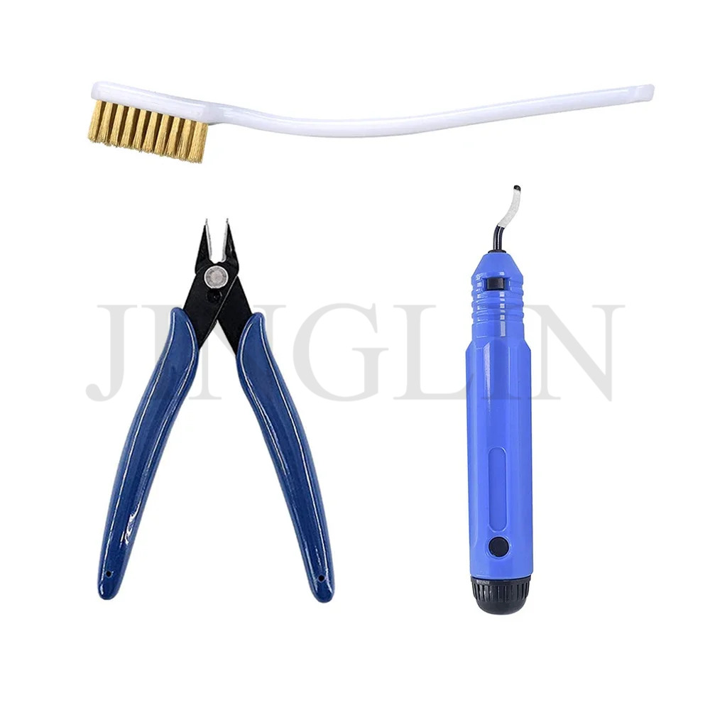 Kit de herramientas de impresora 3D de varios modelos, cuchillo de recorte, raspador, aguja de limpieza, pinzas, alicates, Kit de desbarbado, herramientas de impresión 3D DIY: Gris