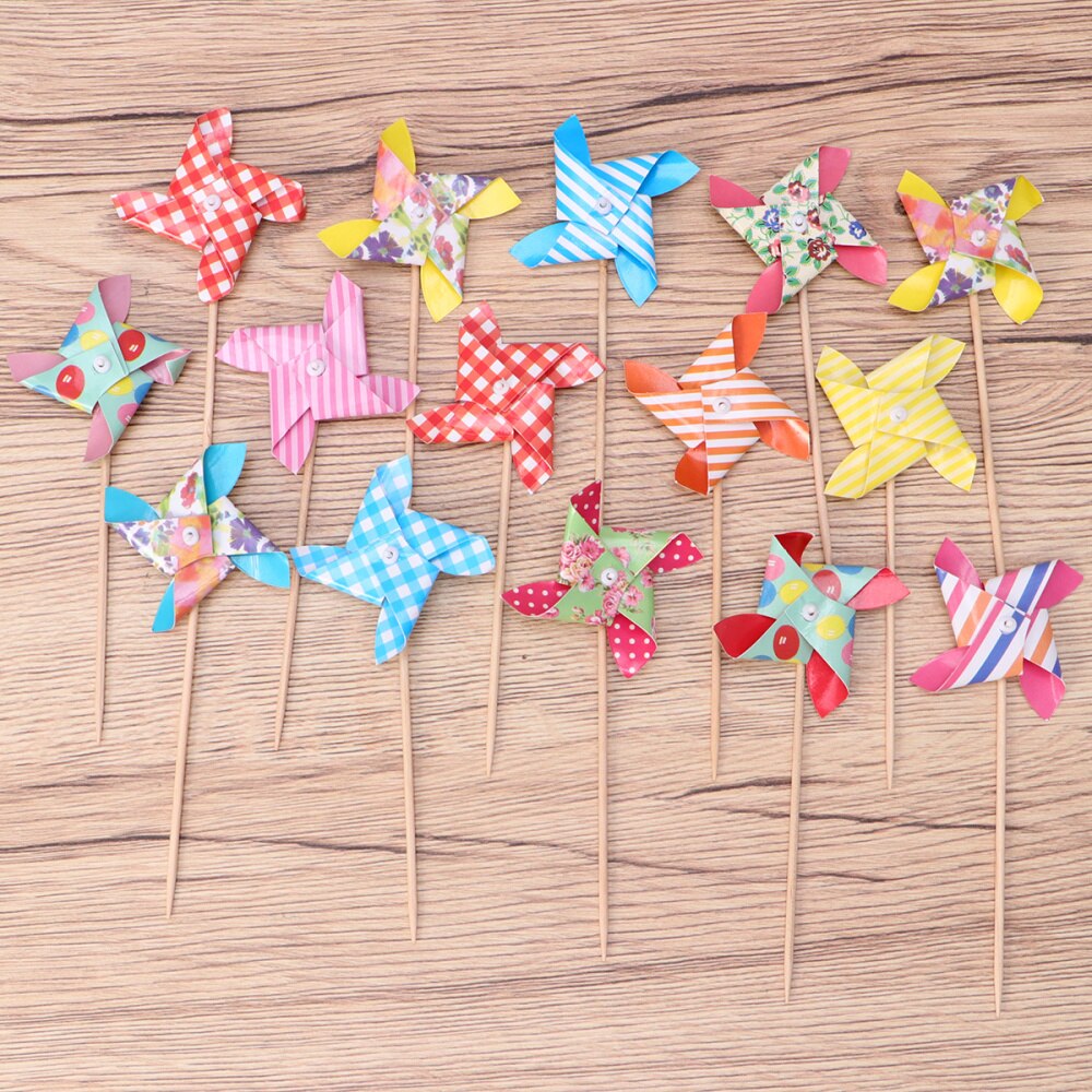 36Pcs Spinning Windmolen Cake Toppers Grappige Cupcake Ornament Picks Cake Decor Dessert Versiering Voor Party Verjaardag (Willekeurige Stijl)