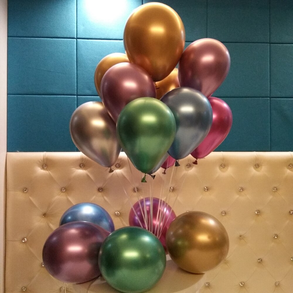 12 '' krom metalliske runde latex balloner guld sølv lyserøde helium balloner til bryllup hotel fødselsdagsfest dekoration 10 stk: Farveblanding 10 stk